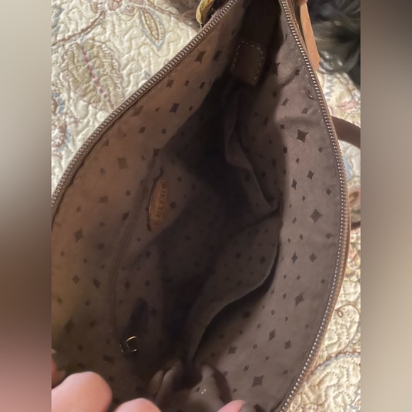 Fossil brown leather crossbody purse - Picture 4 of 7